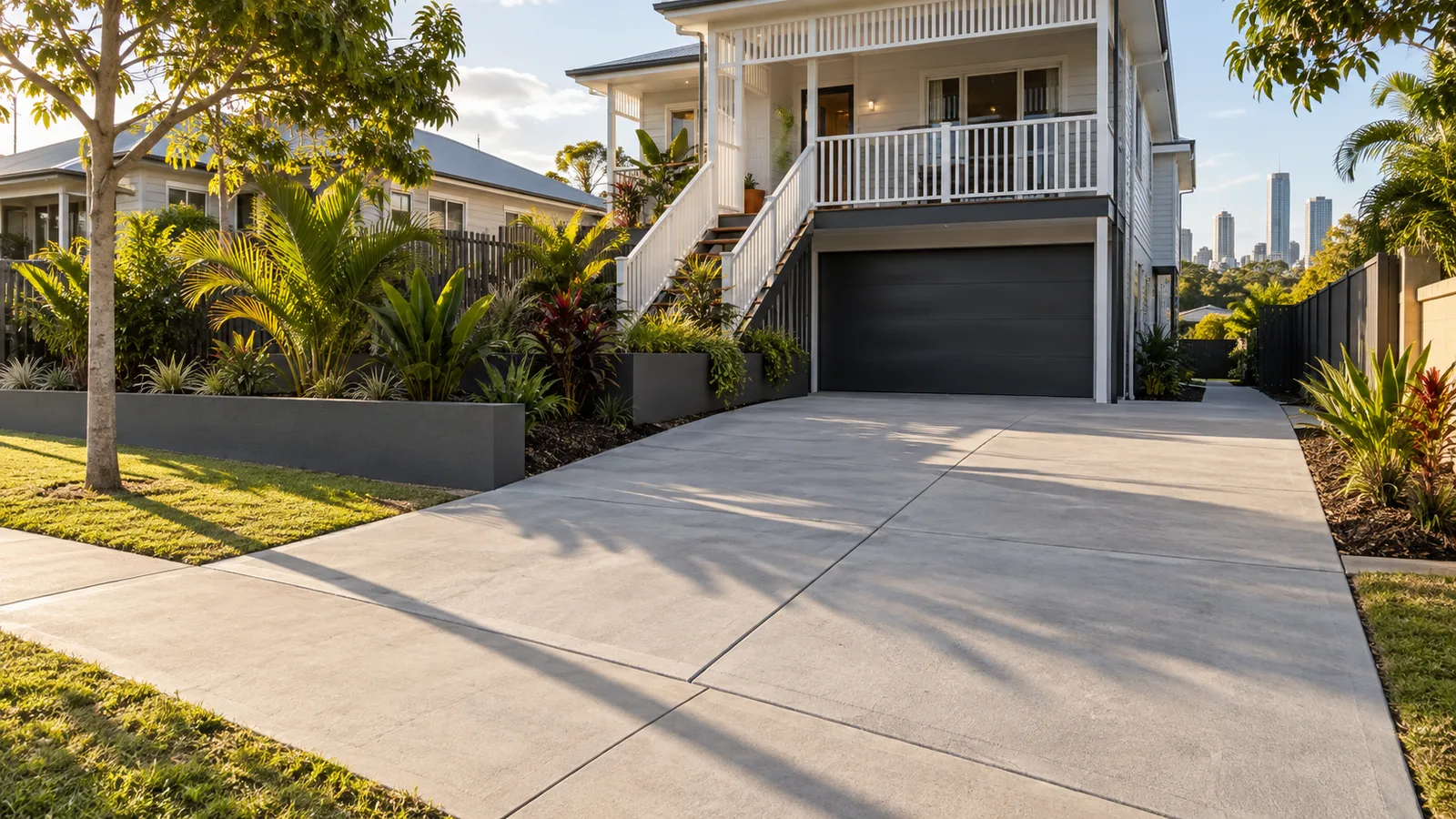 Exposed aggregate in a Brisbane outdoor setting